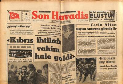 Son Havadis Gazetesi 9 Şubat 1966 - Çetin Altan Suçun Sınırına Girmiştir GZ77568 - 1