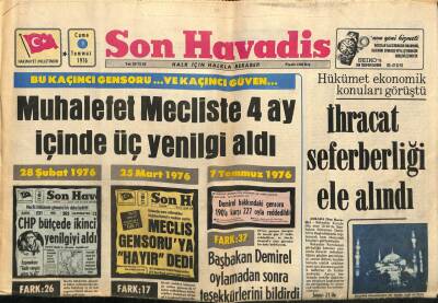 Son Havadis Gazetesi 9 Temmuz 1976 - Kuraklık Türkiyeyi de Etkileyecek GZ56420 - 1