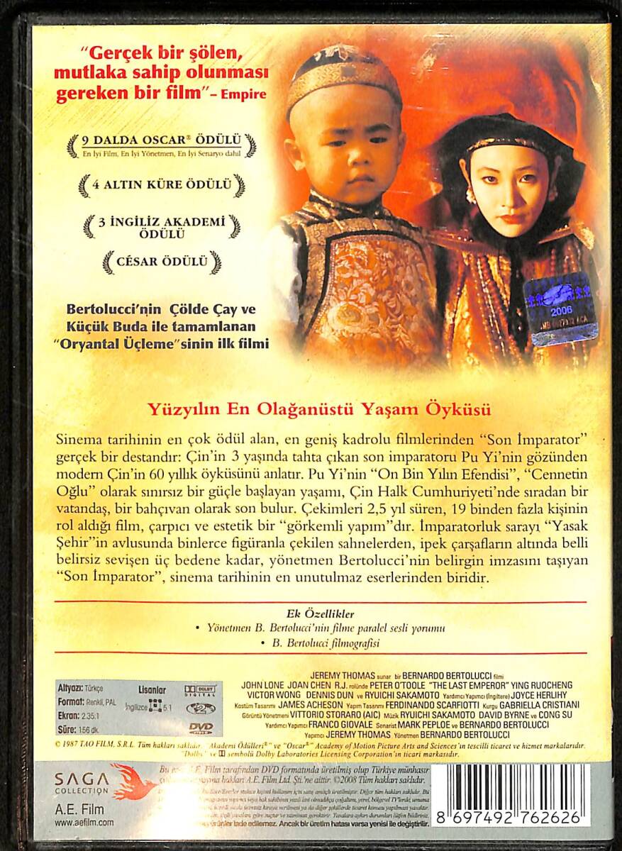 Son İmparator (The Last Emperor) DVD (İkinci El) DVD2764 - 2