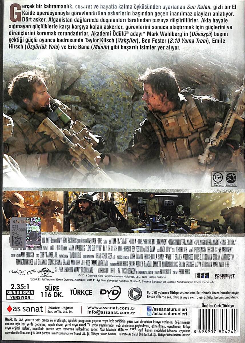Son Kalan (Lone Survivor) – Orijinal DVD (İkinci El) * Mark Wahlberg, Taylor Kitsch, Emile Hirsch, Ben Foster, Eric Bana * DVD2945 - 2