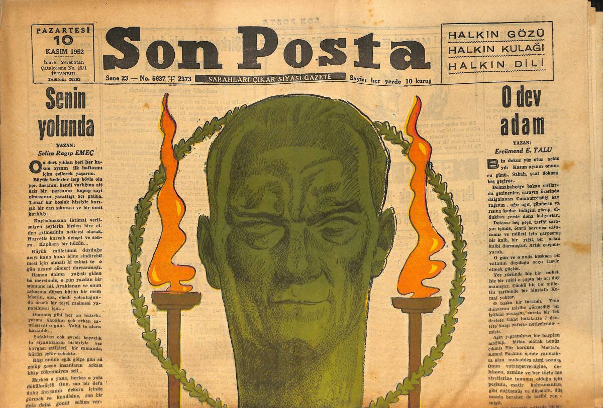 Son Posta Gazetesi 10 Kasım 1952 - Bugün Milli Yas Günümüzdür - Beşiktaş Ve Galatasaray Berabere Kaldı GZ133322 - 1