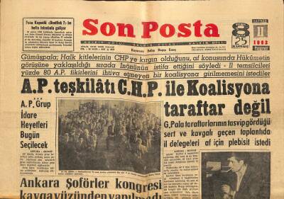 Son Posta Gazetesi 11 Haziran 1962 - Ankara Şoförler Kongresi Kavga Yüzünden Yapılmadı GZ117310 - 1