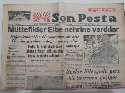 Son Posta Gazetesi 12 Nisan 1945 - Müttefikler Elbe Nehrine Vardılar GZ71677 - 1