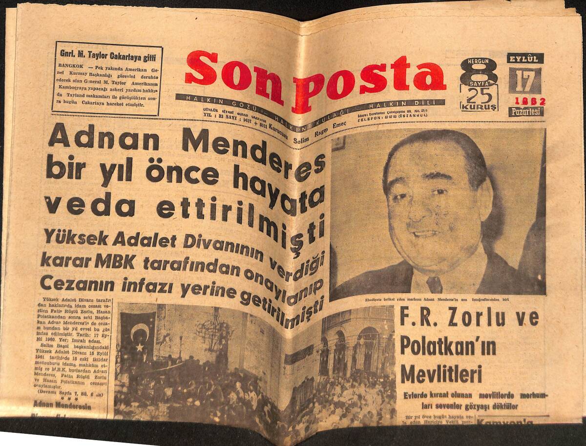 Son Posta Gazetesi 17 Eylül 1962 - Brezilyada Durum Normale Dönüyor - Denizcilik Bankası Eski Gemileri Satıyor GZ149068 - 1