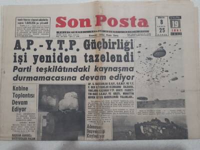 Son Posta Gazetesi 19 Eylül 1961 - AP-YTP Güçbirliği İşi Yeniden Tazelendi GZ71666 - 1