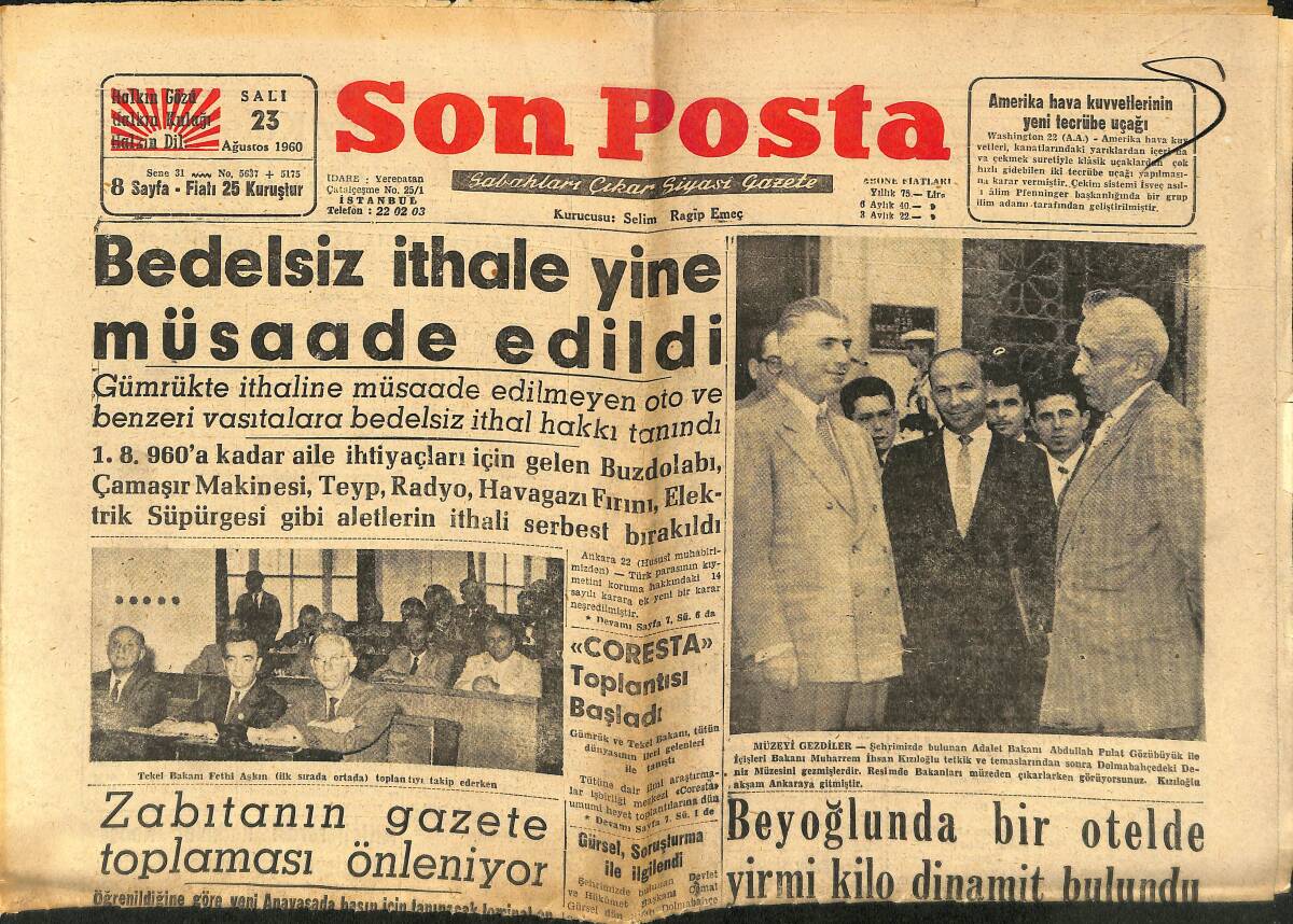 Son Posta Gazetesi 23 Ağustos 1960 - Beynelmilel P. Fonu Hükümetin Mali Tedbirini Tasvip Etti GZ149937 - 1