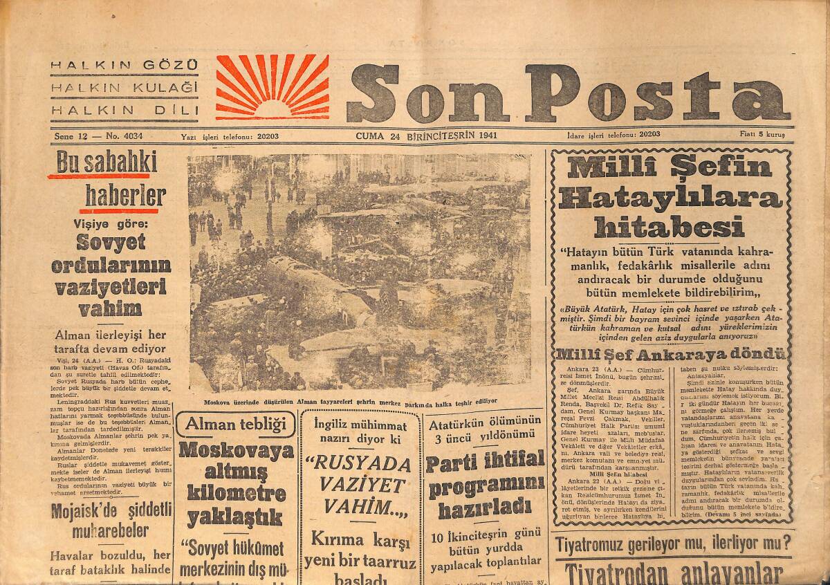 Son Posta Gazetesi 24 Ekim 1941 - Almanlar Harkofta Durduruldular Mı ? GZ154116 - 1