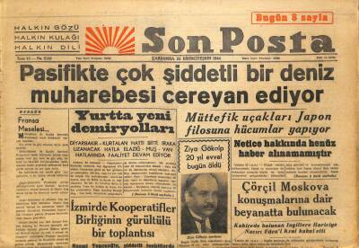 Son Posta Gazetesi 25 Ekim 1944 - Pasifikte Çok Şiddetli Deniz Savaşı Cereyan Ediyor GZ71339 - 2