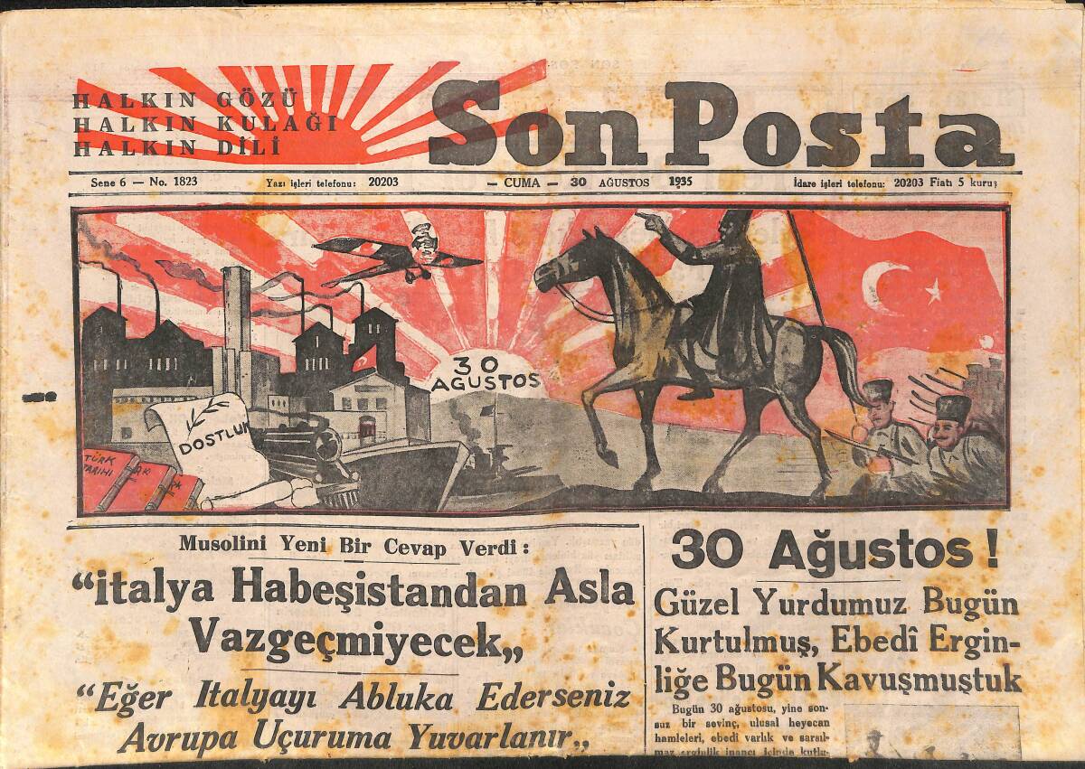 Son Posta Gazetesi 30 Ağustos 1935 - Belçika Kraliçesi Bir Faciaya Kurban Gitti! Kral Da Yaralı GZ141392 - 1