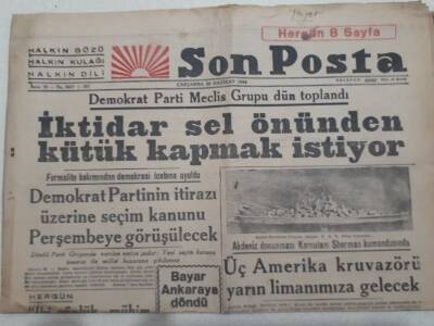 Son Posta Gazetesi 30 Haziran 1948 - Üç Amerika Kruvazörü Limanımıza Geliyor GZ71672 - 1