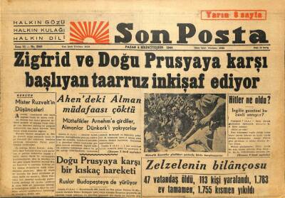 Son Posta Gazetesi 8 Ekim 1944 - Rus Ordusu Batı Trakyaya İnmeyecek GZ71338 - 1