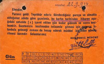 SON POSTA Siyasi,Havadis Ve Halk Gazetesi Sipariş Bildiri Kartı 22 Eylül 1934 Damga Pullu EFM(N)10888 - 2