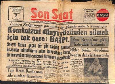 Son Saat Gazetesi 1 Mayıs 1948 - Eva Braunun Gizli Hatıraları Bulundu GZ119258 - 1