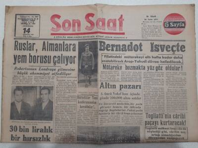 Son Saat Gazetesi 14 Ağustos 1948 - Ruslar Almanlara Yem Borusu Çalıyor GZ71645 - 1