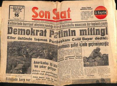 Son Saat Gazetesi 16 Mayıs 1948 - Amerikadan 35 Bin Ton Şeker Geliyor GZ71060 - 1