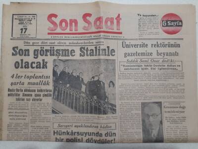 Son Saat Gazetesi 17 Ağustos 1948 - Son Görüşme Stalin le Olacak GZ71651 - 1