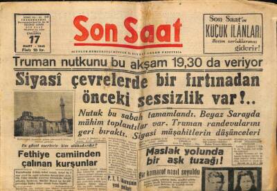 Son Saat Gazetesi 17 Mart 1948 - Truman Nutkunu Bu Akşam Verecek GZ71363 - 2