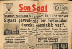 Son Saat Gazetesi 17 Mart 1948 - Truman Nutkunu Bu Akşam Verecek GZ71363 - 1