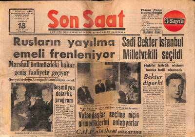 Son Saat Gazetesi 18 Ekim 1948 - Rusların Yayılma Emeli Frenleniyor GZ71058 - 1