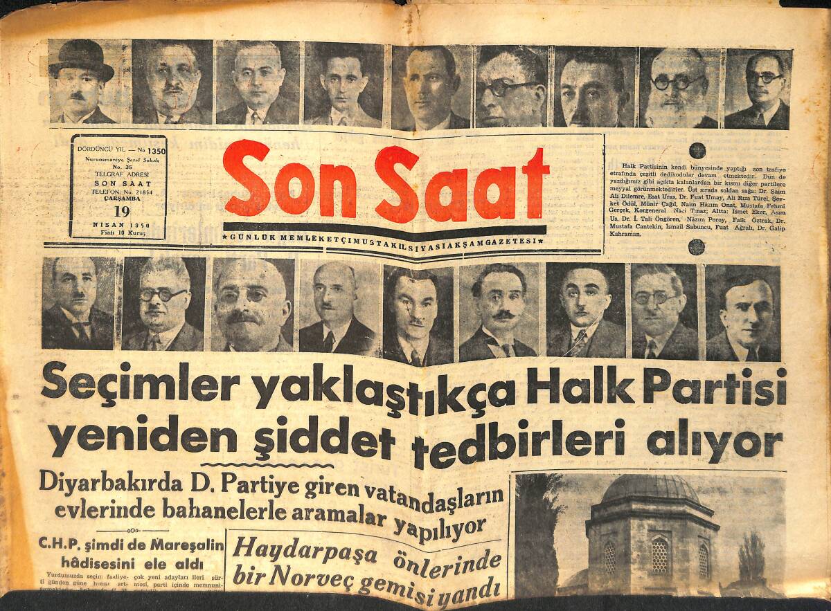 Son Saat Gazetesi 19 Nisan 1950 - Rita Hayworth Holywood'a Dönmeyecek - Haydarpaşa Önlerinde Bir Norveç Gemisi Yandı GZ159151 - 1