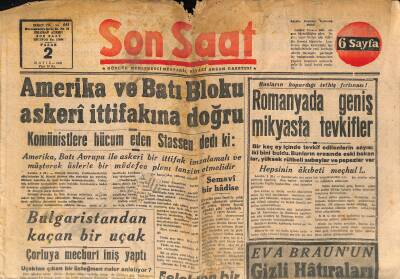 Son Saat Gazetesi 2 Mayıs 1948 - Bayarın Sakaya Çektiği Telgraf - Davis Kupası Tenis Maçları Dün Başladı GZ122208 - 1