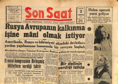 Son Saat Gazetesi 2 Temmuz 1947 - Bayan Sudan Özsever Her Şeyden Evvel Bir Roman Muharriri Olmak İstiyor GZ116028 - 1