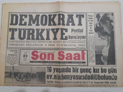 Son Saat Gazetesi 21 Aralık 1962 - Demokrat Türkiye Partisi Kuruluyor GZ71608 - 1