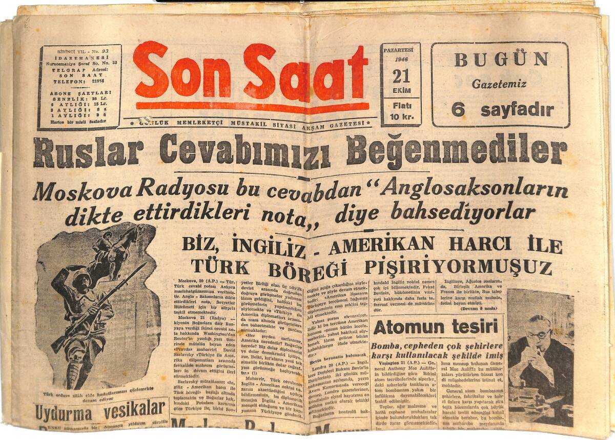 Son Saat Gazetesi 21 Ekim 1946 - Marilyn Maxwell'in Hayatındaki Erkekler - Hollywood'dan Haberler GZ146797 - 1