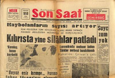 Son Saat Gazetesi 22 Ocak 1964 - Kıbrısta Yine Silahlar Patladı GZ82041 - 1