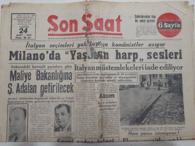 Son Saat Gazetesi 24 Mart 1948 - Maliye Bakanlığına Şükrü Adalan Getirilecek GZ71636 - 1