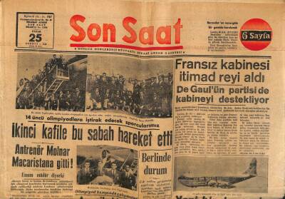 Son Saat Gazetesi 25 Temmuz 1948 - De Gaül ün Partisi Kabineyi Destekliyor GZ71351 - 2
