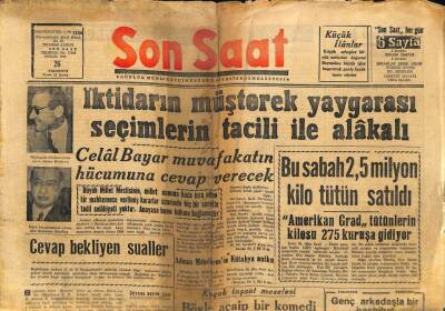Son Saat Gazetesi 26 Aralık 1949 - Bu Sabah 2,5 Milyon Kilo Tütün Satıldı GZ71357 - 1