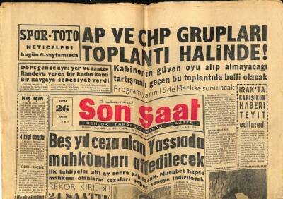 Son Saat Gazetesi 26 Kasım 1961 - 5 Yıl Ceza Alan Yassıada Mahkumları Affedilecek GZ79302 - 1