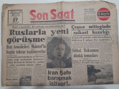 Son Saat Gazetesi 27 Ağustos 1948 - İran Şahı Barışmak İstiyor GZ71654 - 1