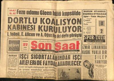 Son Saat Gazetesi 27 Ocak 1962 - İşçi Sigortalarından İşçi Aileleri de Faydalanabilecek GZ90237 - 1
