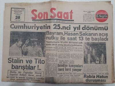Son Saat Gazetesi 28 Ekim 1948 - Stalin Ve Tito Barıştılar GZ71629 - 1