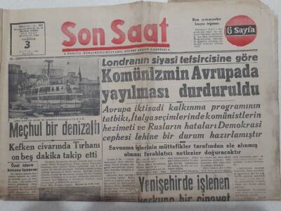 Son Saat Gazetesi 3 Mayıs 1948 - Kefken Civarında Meçhul Denizaltı GZ71658 - 1