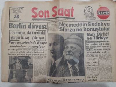 Son Saat Gazetesi 30 Kasım 1948 - Necmettin Sadak Ve Sforza Ne Konuştular GZ71620 - 1