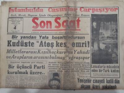 Son Saat Gazetesi 4 Mayıs 1948 - Kudüste Ateşkes Emri GZ71657 - 1