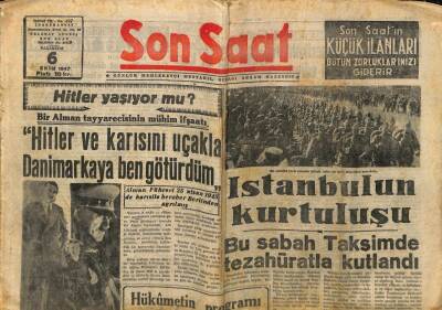 Son Saat Gazetesi 6 Ekim 1947 - Hitler Yaşıyor mu? Hitler Ve Karısını Uçakla Ben Götürdüm GZ71361 - 1