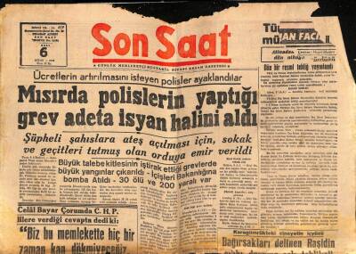 Son Saat Gazetesi 6 Nisan 1948 - Mısırda Polislerin Yaptığı Grev İsyan Halini Aldı GZ71056 - 2