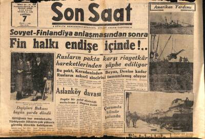Son Saat Gazetesi 7 Nisan 1948 - Sovyet Finlandiya Anlaşmasından Sonra Fin Halkı Endişe İçinde GZ71053 - 2