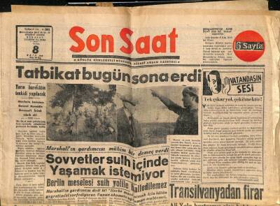 Son Saat Gazetesi 8 Ekim 1948 - Sovyetler Sulh İçinde Yaşamak İstemiyor GZ71374 - 2