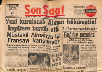 Son Saat Gazetesi 8 Haziran 1948 - Müstakil Almanya İşi Fransayı Karıştırıyor GZ71392 - 1