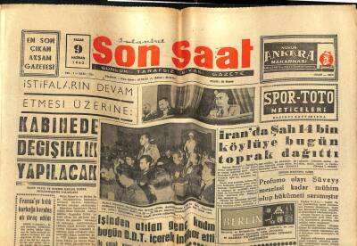 Son Saat Gazetesi 9 Haziran 1963 - Adnan Pekakın Yeni Filmi - İranda Şah 14 Bin Köylüye Bugün Toprak Dağıttı GZ122235 - 1