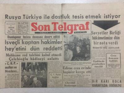 Son Telgraf Gazetesi 11 Haziran 1953 - Sovyetler Birliği Nota Verdi GZ52443 - 1