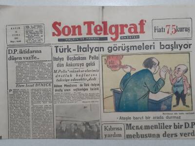 Son Telgraf Gazetesi - 13 Kasım 1953 - Menderes Türk -İtalyan Dostluğunun Sağlamlığını Belirtti GZ112735 - 1