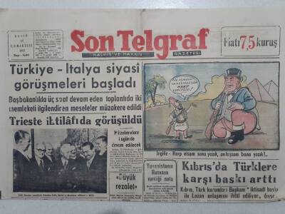 Son Telgraf Gazetesi - 14 Kasım 1953 - Türkiye İtalya Siyasi Görüşmeler Başladı, Kıbrısta Türklere Karşı Baskı Arttı GZ112736 - 1