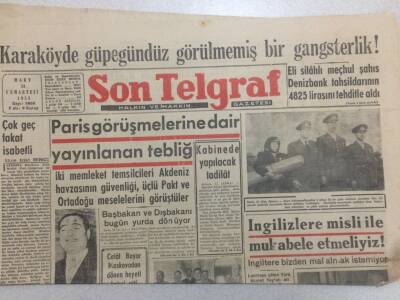 Son Telgraf Gazetesi 14 Mart 1953 - Paris Görüşmelerine Dair Yayınlanan Tebliğ GZ52415 - 1