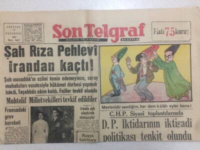 Son Telgraf Gazetesi 17 Ağustos 1953 - Şah Riza Pehlevi İrandan Kaçtı GZ52428 - 1